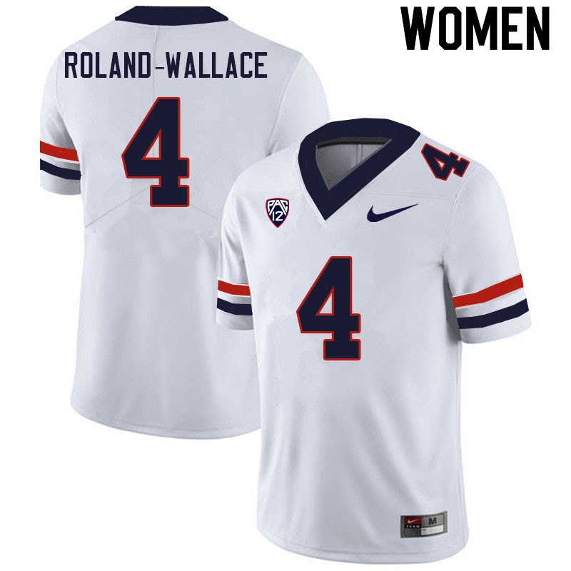 Women #4 Christian Roland-Wallace Arizona Wildcats College Football Jerseys Sale-White